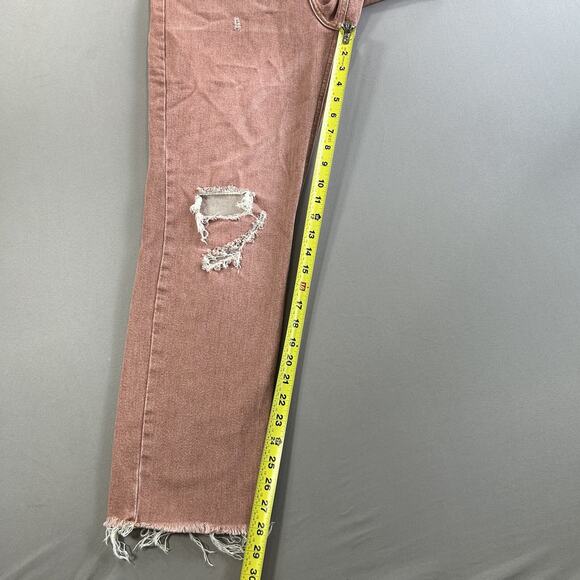 Pilcro Anthropologie Jeans Sz 31 The Vintage Straight Raw Hem High Rise Salmon - Picture 5 of 9